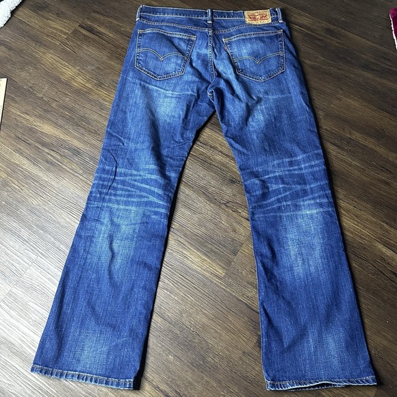 Levis 527 Jeans Mens 36x32 Blue Denim Low Rise Bootcut Whiskers Y2K Cowboy Cut - Picture 8 of 11